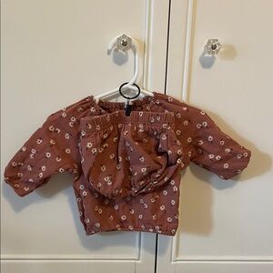 Quincy Mae ditzy floral terracotta 0-3M